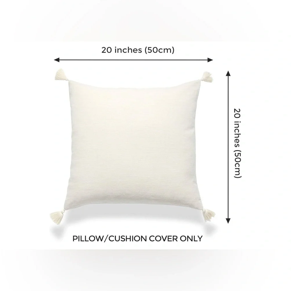 Elegant Cream Throw Pillow cover with Tassels - Picture 4 of 7